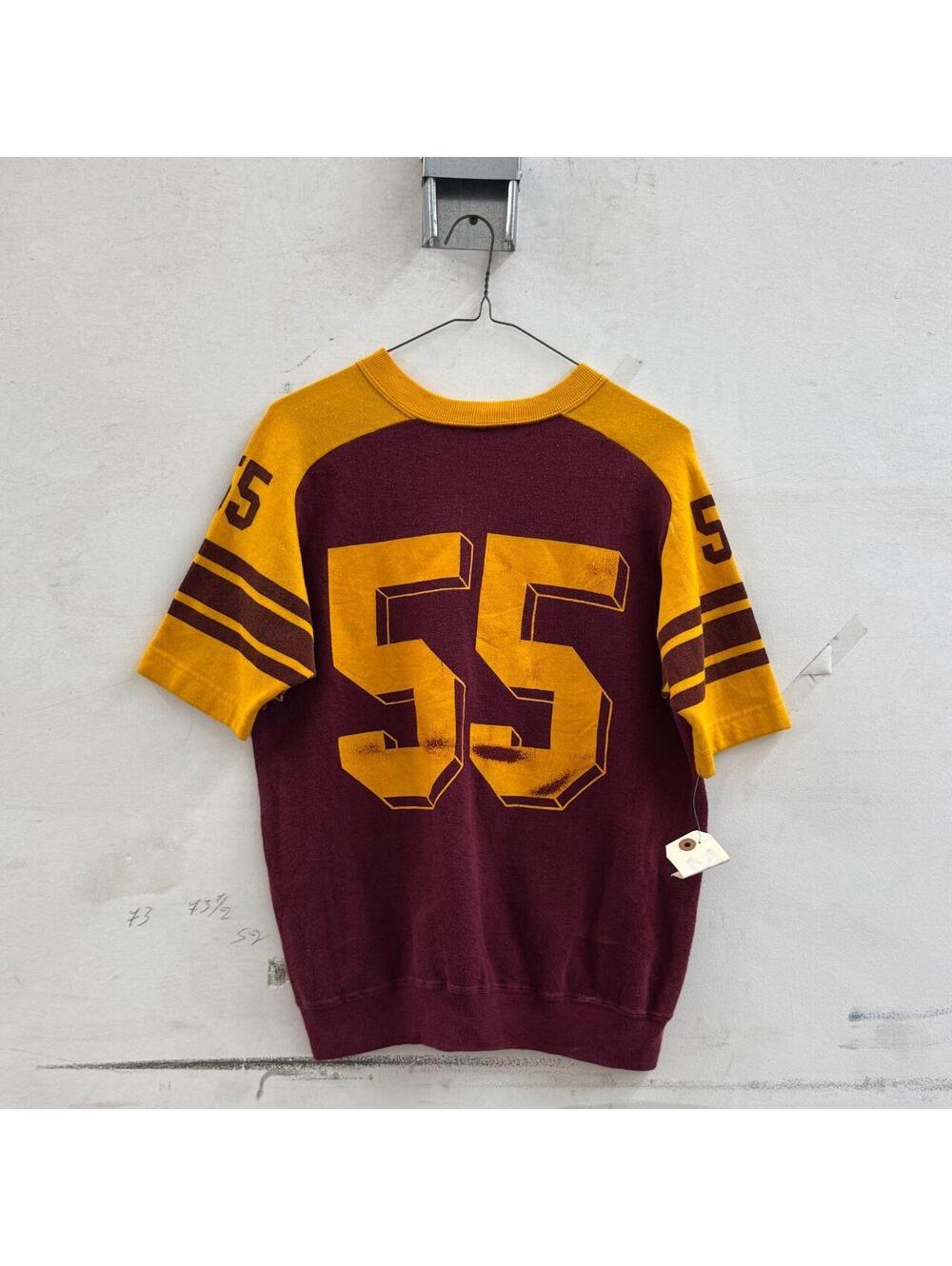Vintage 1970s Red & Gold 3D "55" Colorblock Football Jersey Sweatshirt